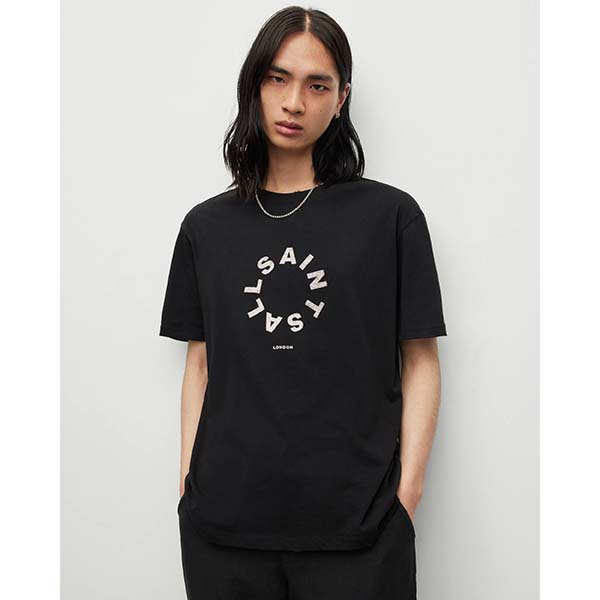 Allsaints Australia Mens Valence Crew T-Shirt Black AU67-563